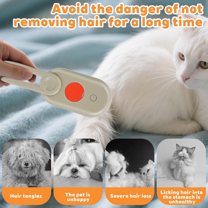 2025- New cat steam brush, 4-in-1 cat steam brush, for massaging and cleaning fallen pet hair, suitable for cats, dogs, rabbits and other pets (khaki + white) -2 pieces (Khaki color) Khaki color