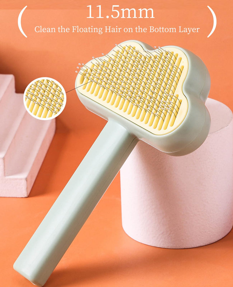 Adorable Cloud-Shaped Universal Pet Grooming Brush for Dogs and Cats - One-Click Hair Removal, Safe Rounded Pin Design - Ideal for Shedding Tool of Long and Short Haired Pets (Purple) Purple
