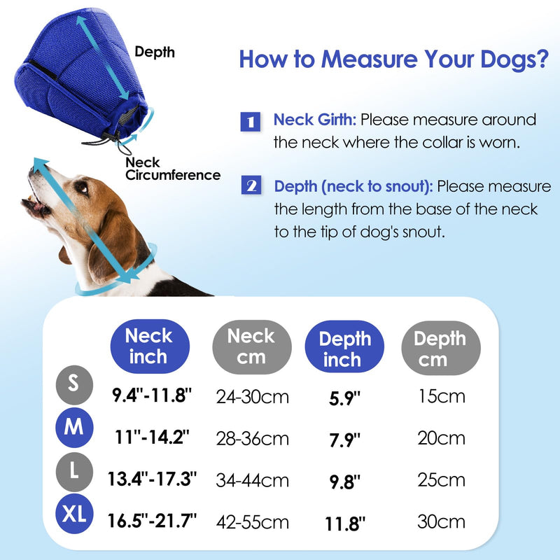 AOFITEE Dog Cones for Medium Dogs, Soft Dog Cone Collar for Dogs After Surgery, Adjustable Dog Recovery Collars & Cones, Breathable Elizabethan Collar for Dogs to Prevent Licking Wounds Blue - PawsPlanet Australia