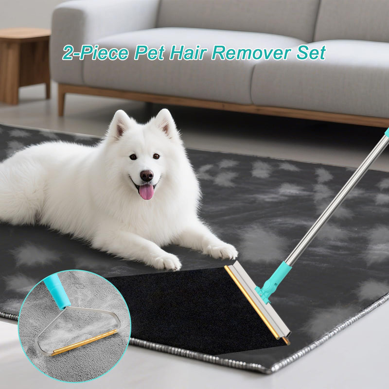 Carpet Rake for Pet Hair Removal - Reusable with Adjustable Long Handle, Dog & Cat Fur Brush & Scraper for Rugs, Floor Mats, Couches, Furniture and Car Interiors - PawsPlanet Australia