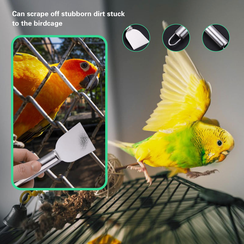 7-Piece Set Bird Cage Cleaner,Small Animal cage Cleaning Tool Wooden and Stainless Steel Cleaning Brush Long Handle Cleaning Brush Spatula Bird Cleaning Bird Drops Multipurpose Cleaning(B) 7B - PawsPlanet Australia