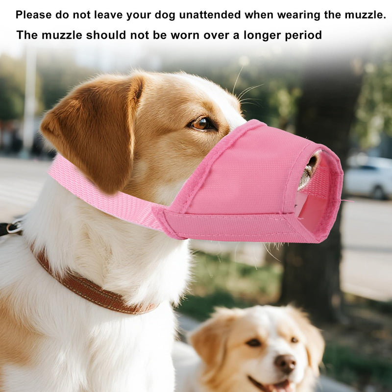 Pink Muzzle for Dog, Soft Breathable Adjustable Mouth Cover for Small Medium Large Dogs to Anti-Biting Barking Chewing Allow Grooming Panting Drinking Vet Visits, Not Fit Short Snout Dogs - PawsPlanet Australia