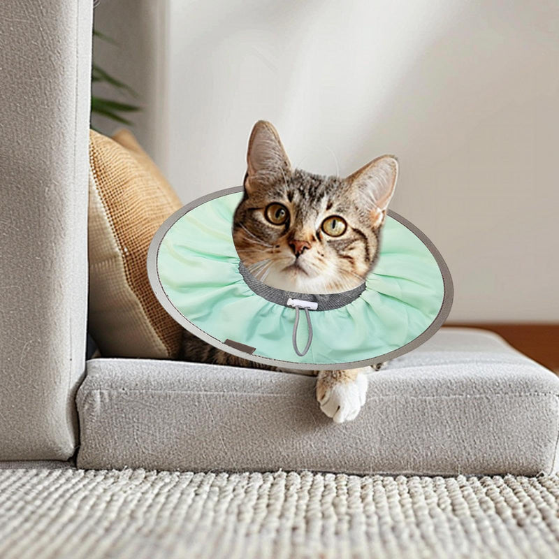 Soft Cat/Dog Recovery Collar - Adjustable Recovery Collar for Cats - Protective Collar for Dogs, Kittens and Puppies for Wound Care Light Green M