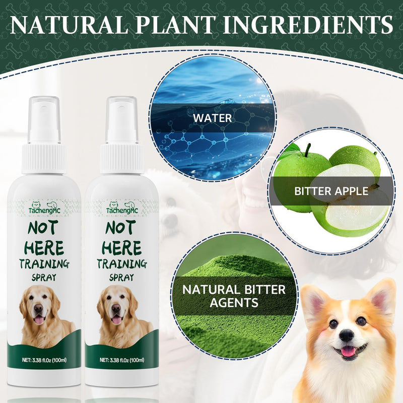 No Chew Spray for Dogs, Bitter Apple Deterrent to Stop Chewing, Licking and Biting on Furniture, Shoes and Plants, Alcohol Free Puppy Training Aid for Indoor and Outdoor Use, 2 Pack 100 ml - PawsPlanet Australia
