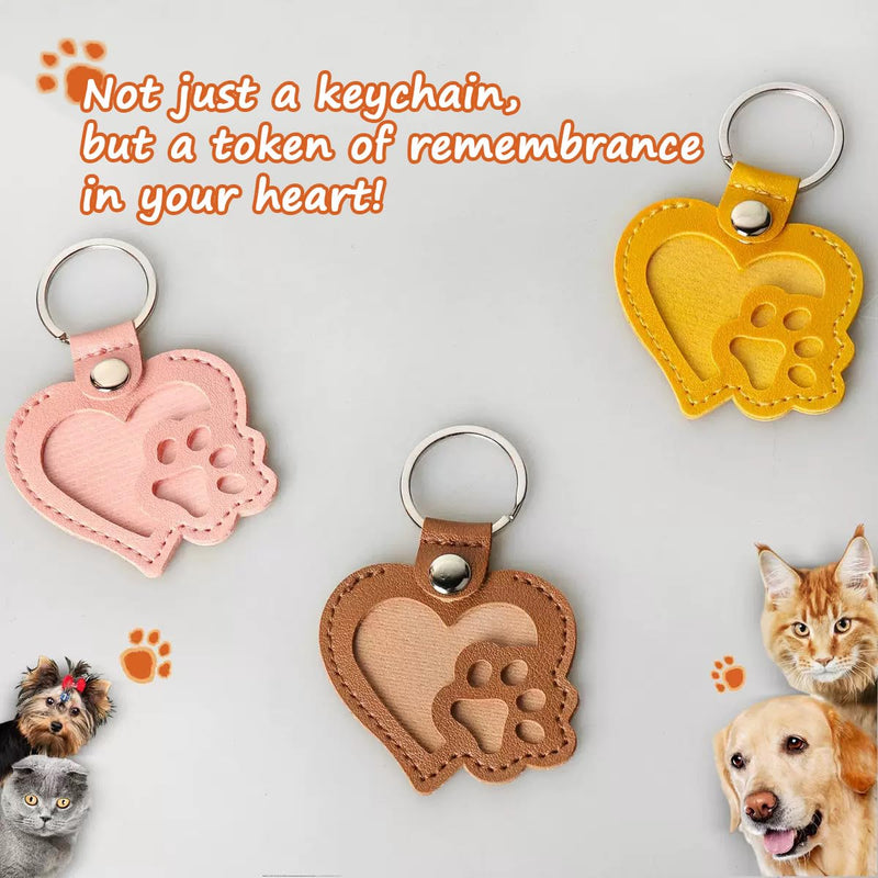 Heart-Shaped Leather Pet Hair Keepsake Keychain Pink - PawsPlanet Australia