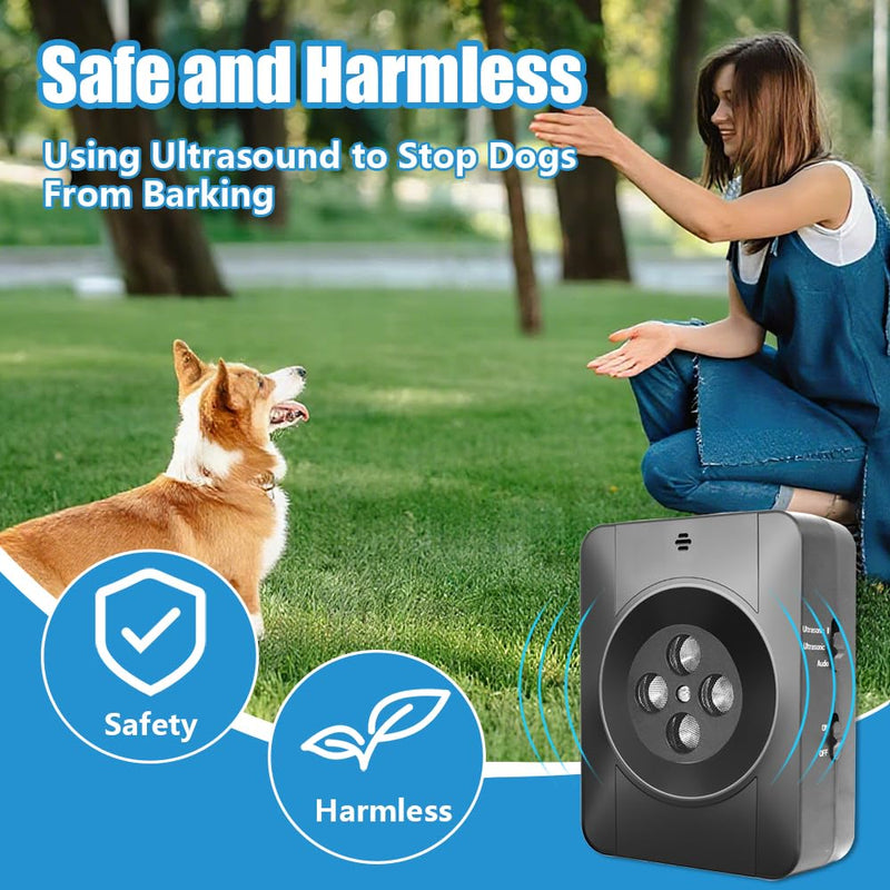 Anti-Barking Deterrent for Dogs, 3 Modes Bark Deterrent Device, Indoor & Outdoor Bark Silencer Box, Rechargeable Stop Barking Aid, Safe for Small, Medium & Large Breeds, Long Range & Waterproof - PawsPlanet Australia