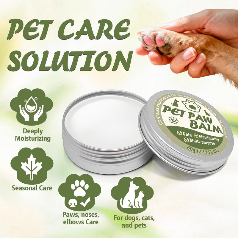 Dog Paw Balm, Paw Moisturizer for Dogs and Cats, Contains Coconut Oil, Nourishing and Moisturizing, Suitable for Dry, Cracked Paws and Noses, 60g - PawsPlanet Australia