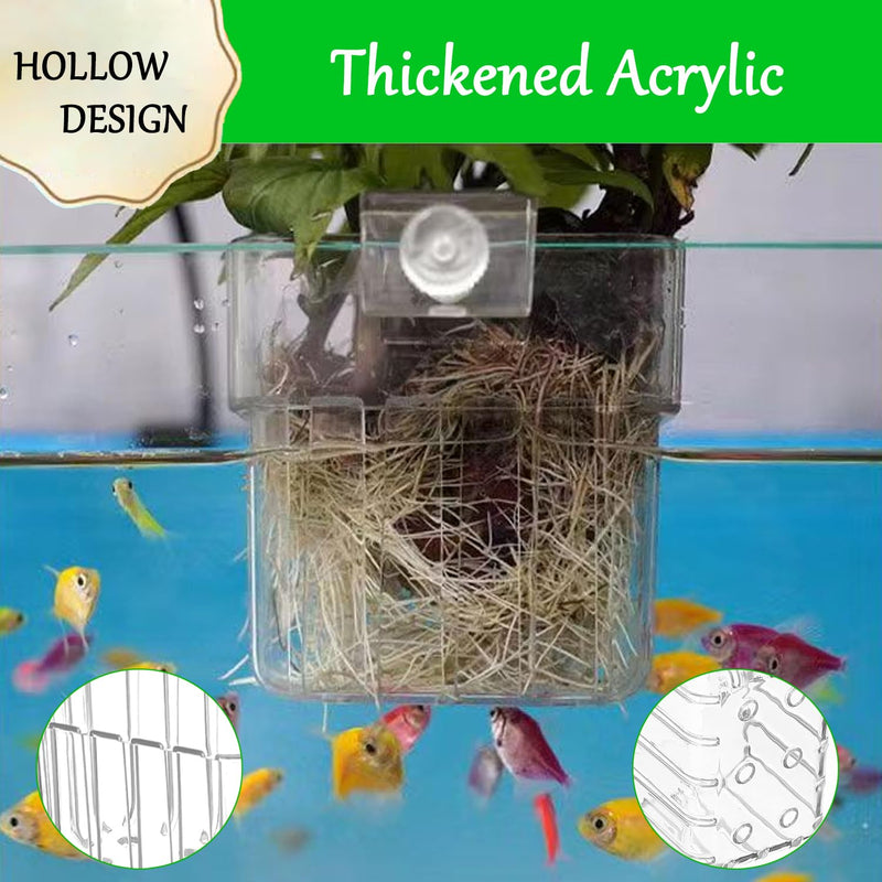 Aquarium Plant Holder, Aquatic Fish Tank Plant Holder with Hooks, Clear Aquatic Fishtank Planter Hanging Holder, Fish Tank Decorations Aquarium Decor (2 Pcs) 2 Pcs - PawsPlanet Australia
