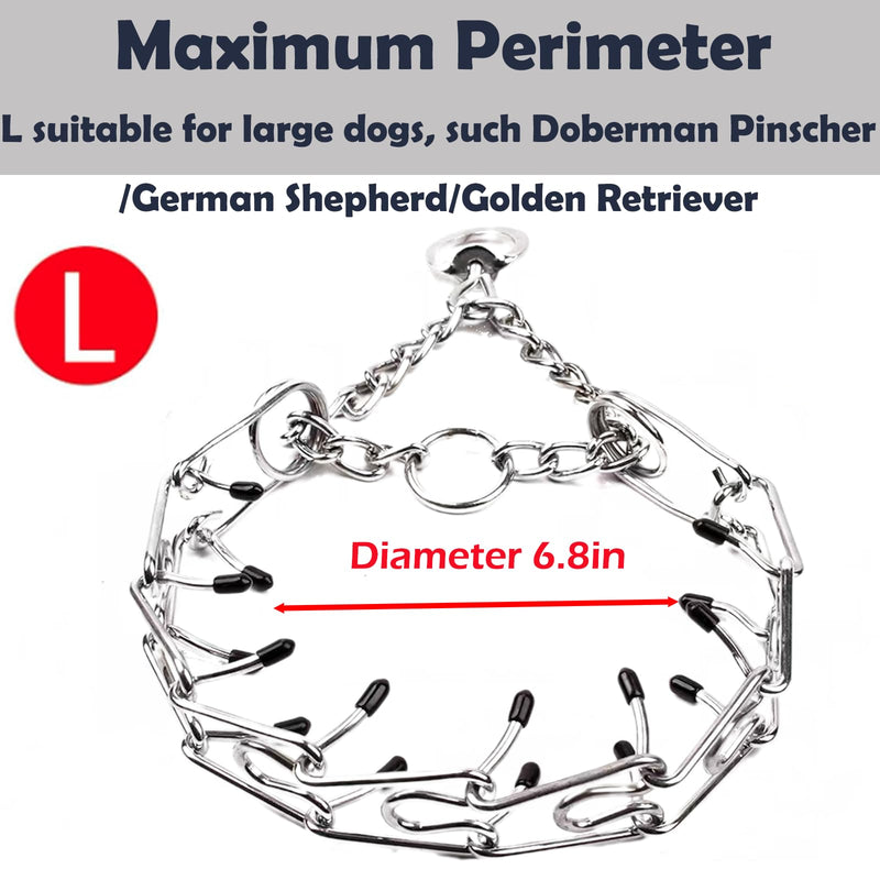Pinch Collar - Adjustable Prong Collar for Small to Large Dogs with Comfort Rubber Tips (L, 18'-20') L (Neck:18''-20'' Weight：60-90 lbs) Luxury Silver - PawsPlanet Australia