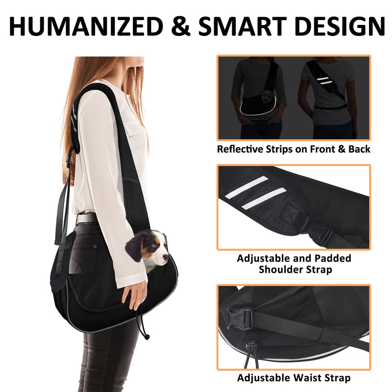 Gloppie Dog Sling Puppy Carrier Travel Cat Carrier Dog Carrying Bag Pet Carrier for Small Dogs Below 5 lbs Dog Accessories & Cat Supplies Black 15.8"L x 3.9"W x 7.1"H Classic Black - PawsPlanet Australia