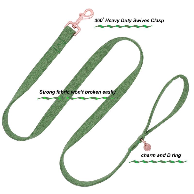 DOGWONG Cotton Dog Collar and Leash, White Dog Collar Pink Dog Collar and Leash for Small Medium Large Dog S green - PawsPlanet Australia