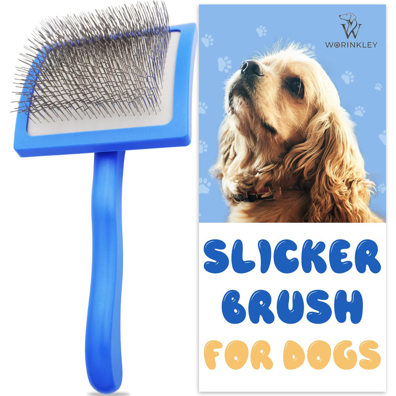 Slicker Brush for Dogs, Professional Pet Doodle Grooming brushes for Goldendoodles, Labradoodles, Poodles - Long Pin Detangler for Dematting dog slicker brush - Large