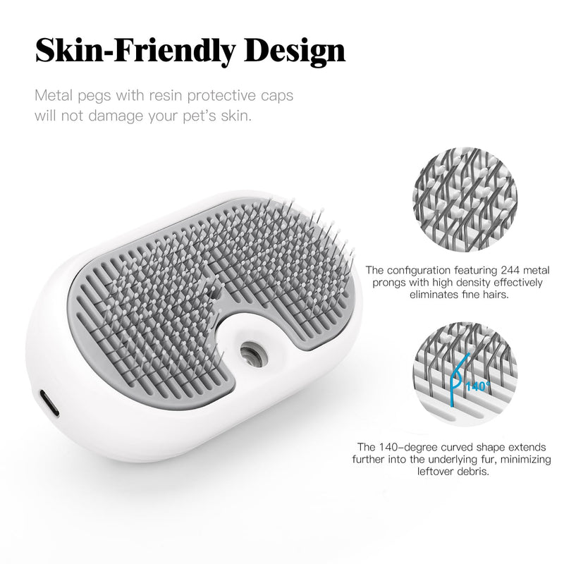 Cat Steam Brush for Shedding,Cat Brushes for Indoor Cats-3-in-1 Self-Cleaning Grooming Tool for Long & Short Haired Cats, Removes Loose Hair & Reduces Shedding,with One-click Cleaning Button (White) White - PawsPlanet Australia