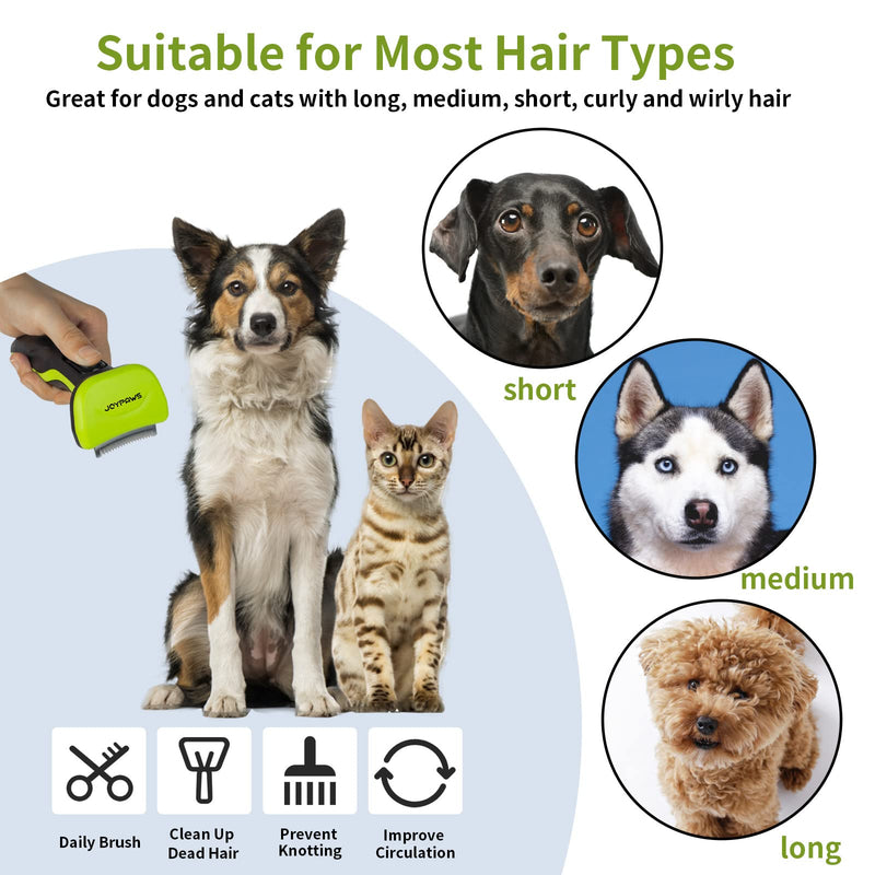 Upgraded Pet Self Cleaning Curved Deshedding Tool, Effectively Reduces Shedding by Up to 95%, Professional Grooming Brush for Small Dogs, Cats and Other Small Animals Green S - PawsPlanet Australia
