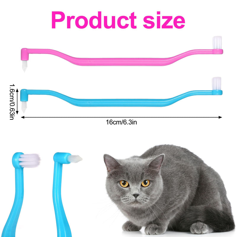 2pcs Dual Sided Cat Toothbrush, Micro Head Kitten Teeth Cleaning Brush with Curved Handle Cat Dental Care Supplies Reduce Plaque Tartar Formation & Bad Breath - PawsPlanet Australia