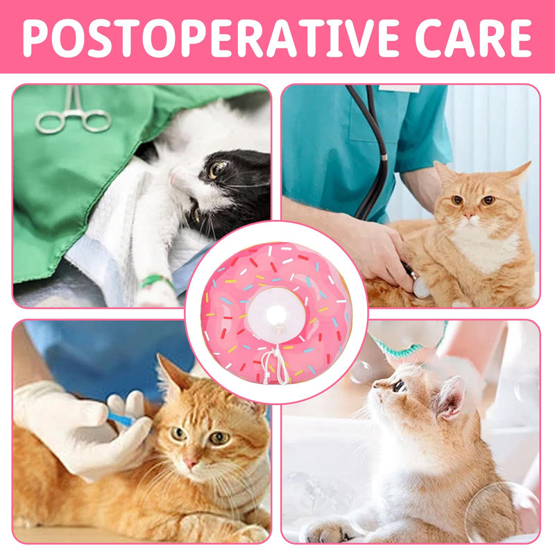 Protective Soft Cat Collar, Protective Collar Cat Set with Teething Rope, Adjustable Collar for Cats, After Surgery and Injuries for Puppies, Small Dogs and Cats (Pink, S) Pink and Purple