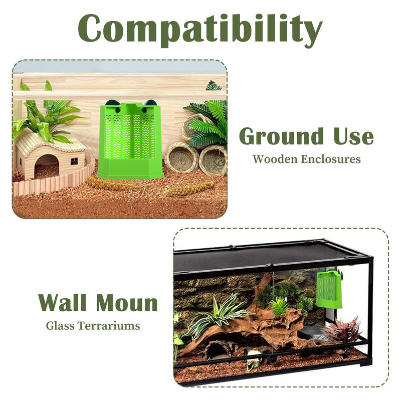 Bearded Dragon Feeder, Gecko Tank Accessories Cricket Keeper with 2 Suction Cups, Wall Mounted Reptile Tank Accessories for Lizard, Iguana, Gecko, Frog Hunting, Small Size(Green) - PawsPlanet Australia