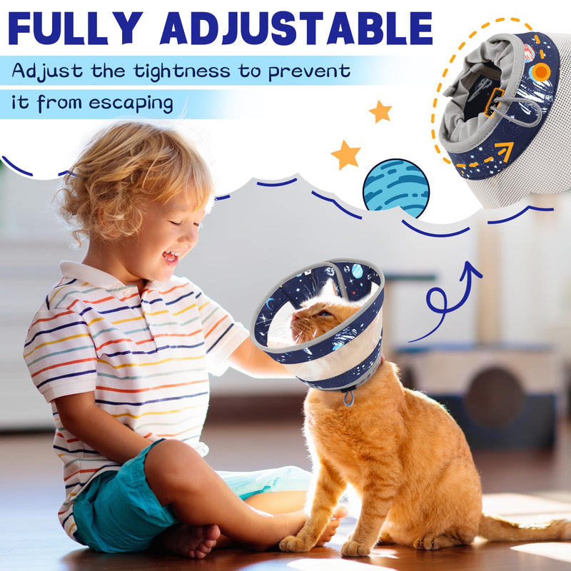 Cat Cone Collar Soft, Breathable Cat Cone Alternative After Surgery, Adjustable Cat Recovery Collar Water Resistant Cat Neck E Collar for Cats Kittens to Stop Licking(Grey,M) M(Neck Girth:8.0"-10") Grey - PawsPlanet Australia