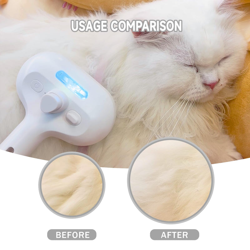 Spray Cat Pet Grooming Brush with Water Sprayer - Hair Removal Comb for Cats and Dogs, White Shedding and Bath Brush with Steam Release c white withyt - PawsPlanet Australia