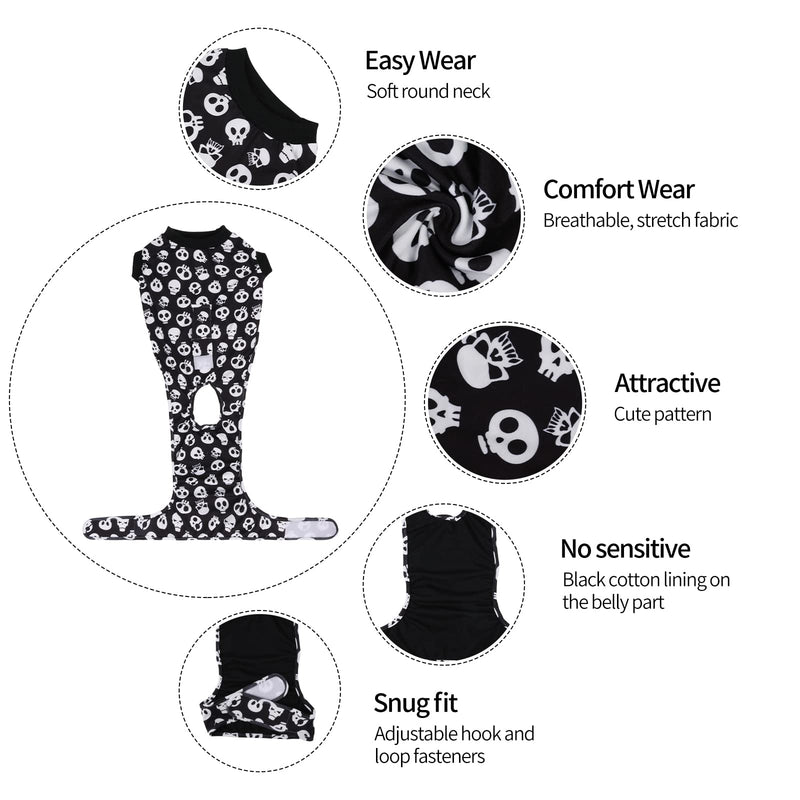 CuteBone Dog Surgery Recovery Suit Cat Surgical Onesie Female Body Suits Male Prevent Pet from Licking Wounds Medium Skull - PawsPlanet Australia