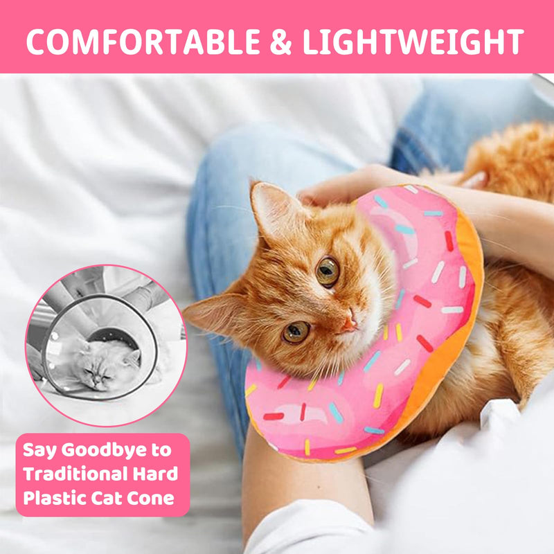 Protective Soft Cat Collar, Protective Collar Cat Set with Teething Rope, Adjustable Collar for Cats, After Surgery and Injuries for Puppies, Small Dogs and Cats (Pink, S) Pink and Purple