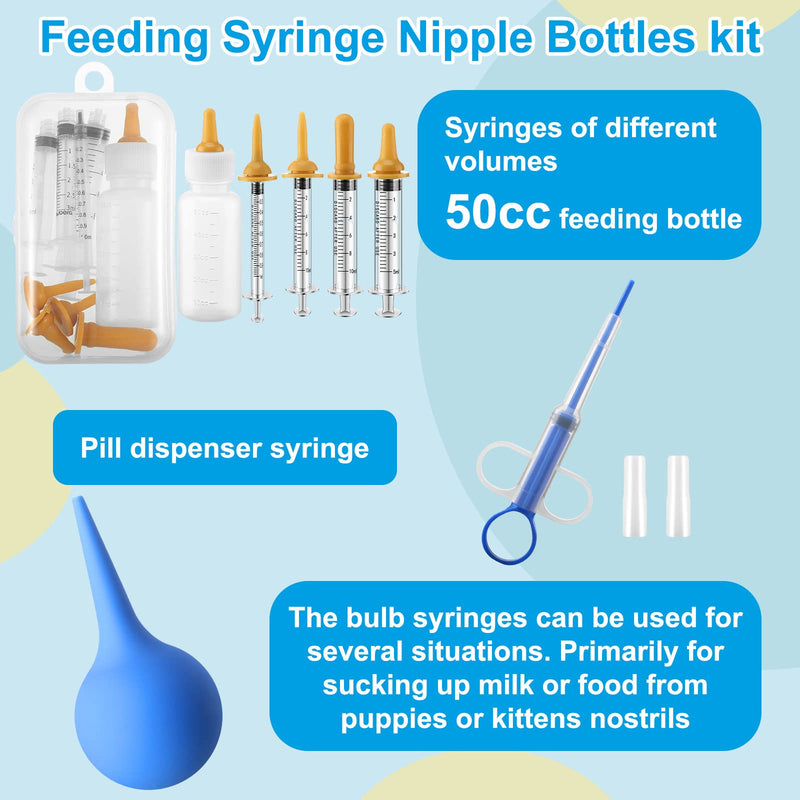 48 Pcs Puppy Kitten Whelping Kit Include 4 Puppy Feeding Tube, 6 Record Keeping Charts, 15 Puppy Whelping Collars, 15 Cord Clamps, 2 Gloves, Bulb Aspirator, Syringe, Bottle, Scissors, Stethoscope, Bag - PawsPlanet Australia