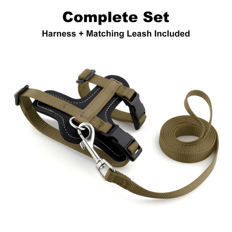 Plutus Pet Adjustable Cat Harness and Leash Set, Quick Release, Escape Proof Nylon Vest with Leather Trim for Kitten, Small Medium Large Cats, Brown - PawsPlanet Australia