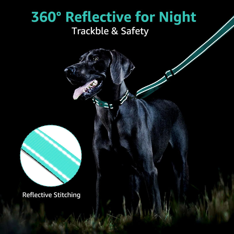 Kuley AirTag Dog Collar and Reflective Leash Set Bundle with Airtag Holder Case,Adjustable Padded Nylon Pet Collar for Small Medium Large Dogs(Teal, Small) Teal