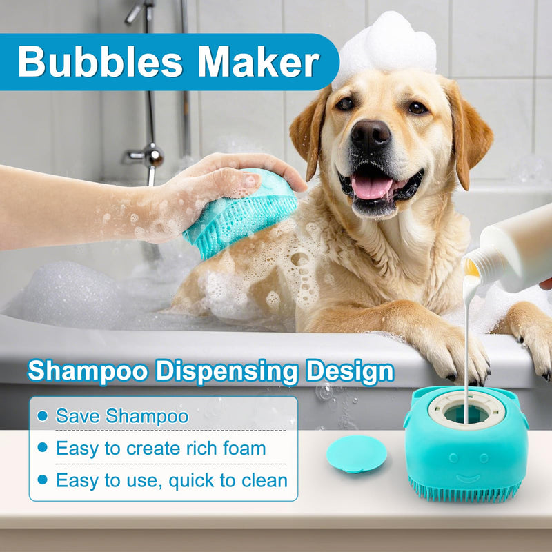 Enmaipet 4-in-1 Dog Grooming Brush,Dog Bath Brush Set,Adjustable Handle Shampoo Brush & Scrubber, Dog Grooming Gloves for Short & Long Haired Dogs & Cats - PawsPlanet Australia