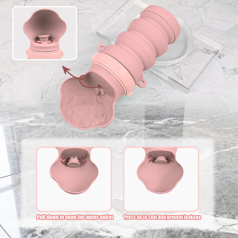 Collapsible Dog Water Bottles, Portable Dog Water Bowl Dispenser & Travel Water Bottle for Dogs - Perfect for Walking, Hiking & Outdoor Activities, Essential Item for Dogs, Food-Grade Silicone (Pink) - PawsPlanet Australia
