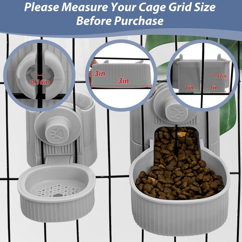 Fhiny Rabbit Food & Water Dispenser, Large Capacity Gravity Guinea Pig Feeder and Waterer Set Hanging Automatic Bunny Feeder for Cage for Bunny Guinea Pig Chinchilla Ferret Cat Puppy Grey Food + Water - PawsPlanet Australia