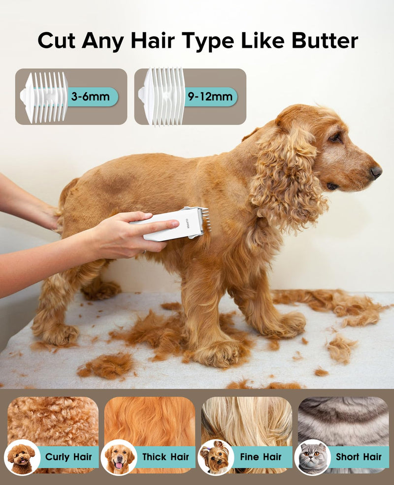 Upgrade Home Professional Dog Grooming Kit Clipper for Matted & Long Hair, Cordless Pet Shaver Low Noise USB Rechargeable for Cats, Small&Medium Dogs, Handy Pet Hair Grooming Trimmer, White Rk005-white - PawsPlanet Australia