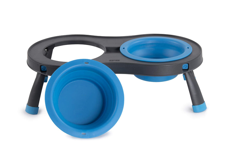 Dexas Double Elevated Feeder Small Pro Blue Small/1 Cup Capacity Bowls - PawsPlanet Australia