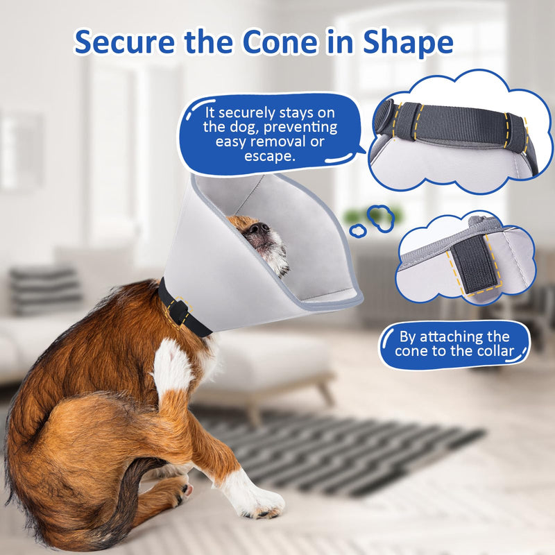 BARKLESS Dog Cone, Soft Cone for Dogs After Surgery to Stop Licking, Alternative to Recovery Collar for Large Breeds, Adjustable Elizabethan Collar for Neutering and Wound Care Grey L