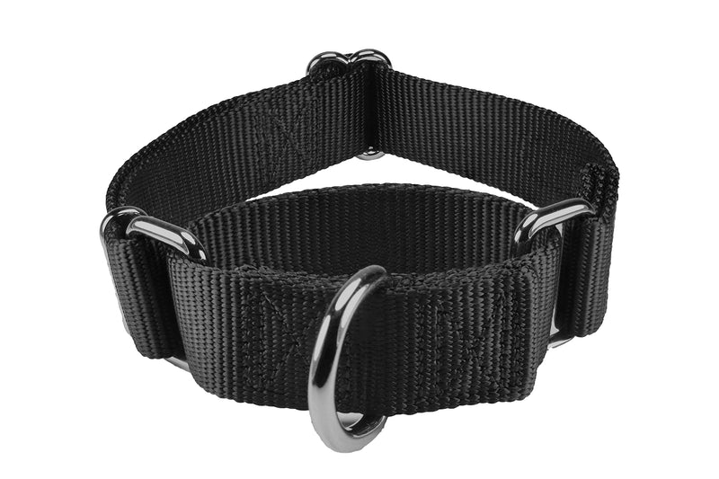 Mikivery Martingale Dog Collar Nylon Adjustable and Safety Training Colourful Comfortable Metal Buckle Pet Collars for Small Medium and Large Dogs(Black,M) Black M - PawsPlanet Australia