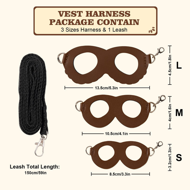 3Pcs Sugar Gilder Harness and Leash Set, Adjustable Squirrel Harness Small Animal Training Walking Vest for rabbit, Guinea Pigs, Bearded Dragon (Brown) Brown - PawsPlanet Australia