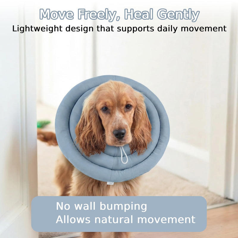 Dog Recovery Collar for Neck & Upper Body Wounds, Soft Donut Elizabethan Collar Alternative, Waterproof Dog Neck Protection with Drawstring, Comfortable Post-Surgery Collar, Dusty Blue XXL