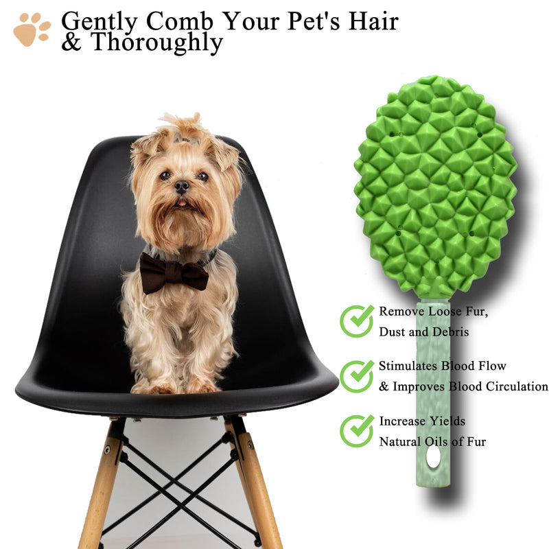 Cat Brush for Shedding Dog Brush Hair Cleaning Comb Bath Massage Tool for Shedding & Grooming, Remove Loose Hair, Durian Shape, Silicone Bristles (Green) Durian Green - PawsPlanet Australia