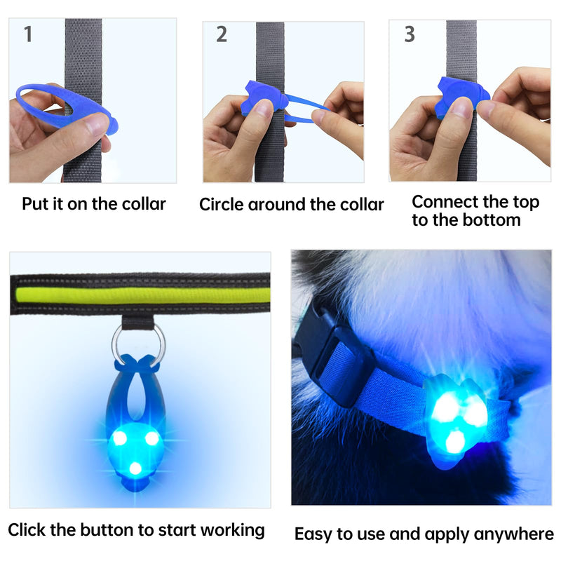 LaRoo LED Dog Collar Light - Waterproof Clip-On 3 Modes, High Visibility for Night Walking/Camping, Pet Safety Light for Small/Medium/Large Dogs (Blue) Blue-A - PawsPlanet Australia