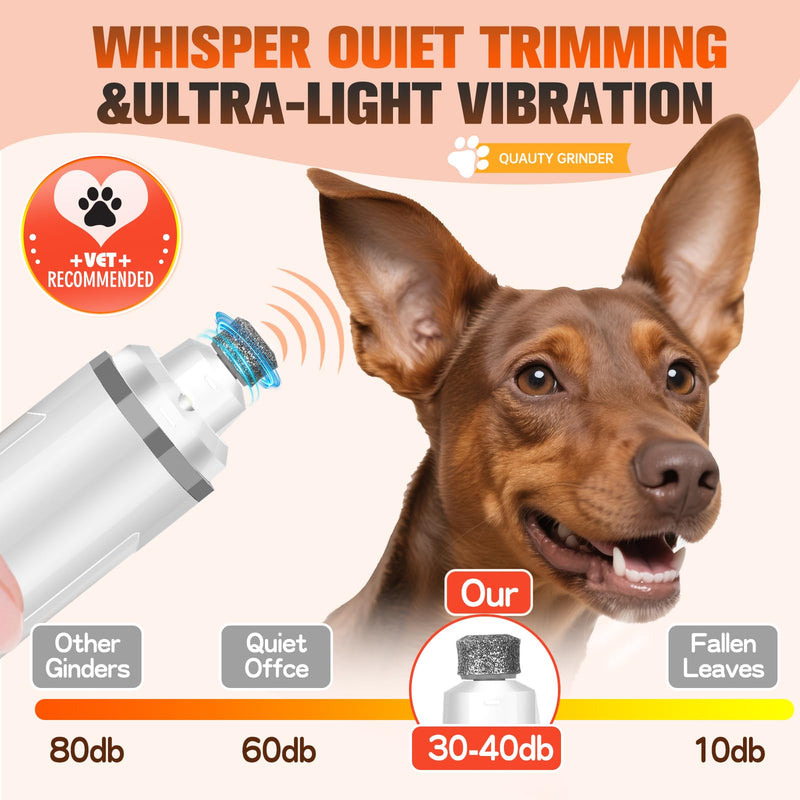 Dog Nail Trimmers Ultra Quiet Electric Pet Dog Nail Clippers Cat Nail Clipper with Led Lights Nail Grinder High Speed Nail File Electric Clippers for Grooming Small, Medium,Large Dogs and Cats (grey) - PawsPlanet Australia