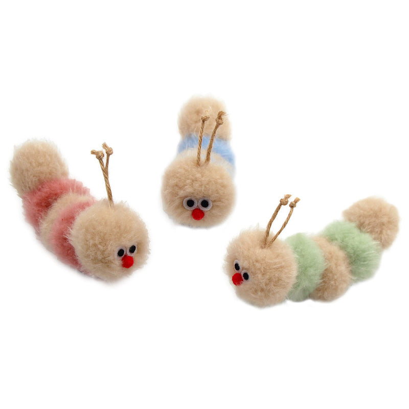 Interactive Natural 3 PK Catnip Toy, with Rattle, Bite Resistant, for All Ages Indoor Cat, Soft Caterpillar Toys, Fluffy Kitten Toy Small/ 3 Pck/ Cat Toy - PawsPlanet Australia