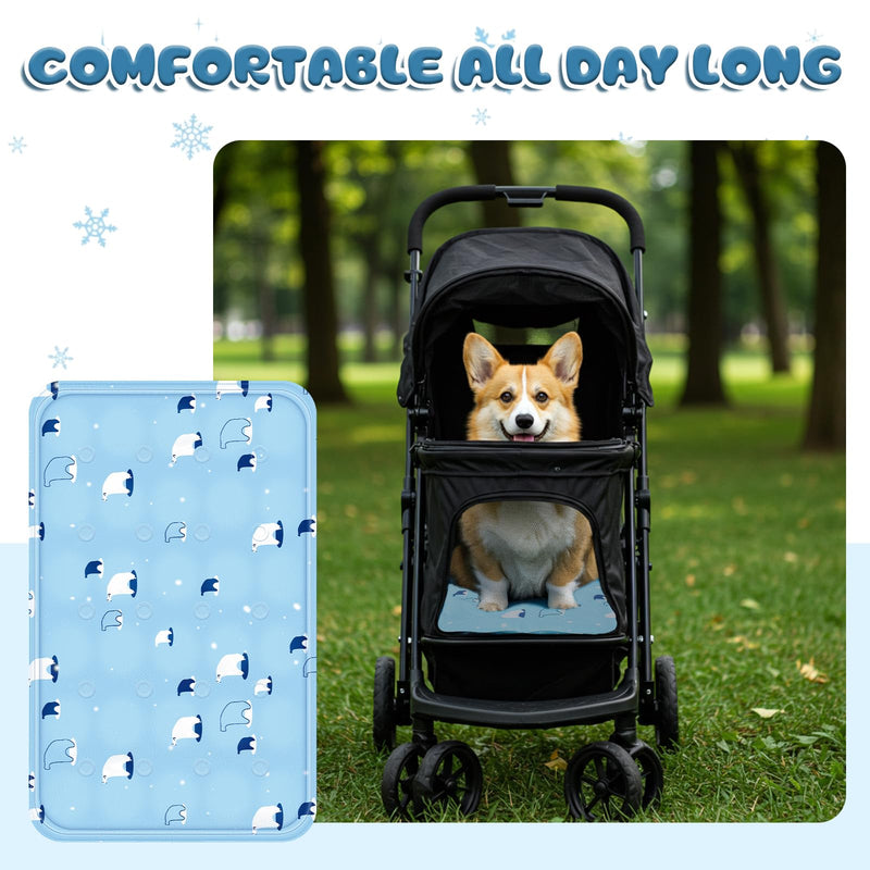 Nuanchu Dog Stroller Cooling Mat Waterproof Outdoor Pet Cooling Mat 11.81 x 19.69 Inch Washable Summer Cat Sleeping Blanket for Small Medium Pet Stroller(Sky Blue Bear) Sky Blue Bear - PawsPlanet Australia