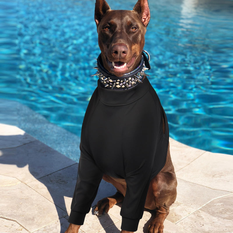 ROZKITCH Dog Surgery Recovery Sleeve Front Legs, Pet Anti Licking Wound Elbow Brace Elbow Protector, Dog Recovery Suit Cone Collar Alternative for Joint Care ACL CCL Arthritis Sprain Black 2XL 2XL(Chest Girth:29.9"-37") - PawsPlanet Australia