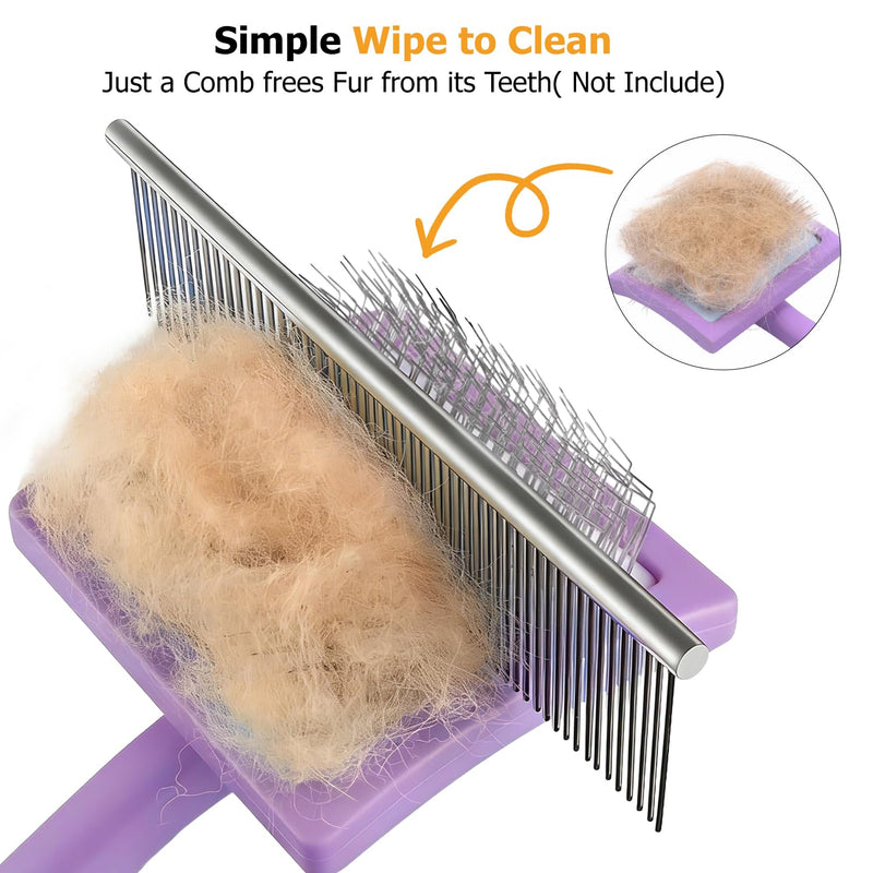 Extra-Long Pin Slicker Brush for Large Dogs, Removes Tangles, Mats & Undercoat Fluff, Wood Handle, Grooming Tool for Poodle Goldendoodle Labradoodle & Thick-Coat Breeds, Purple - PawsPlanet Australia