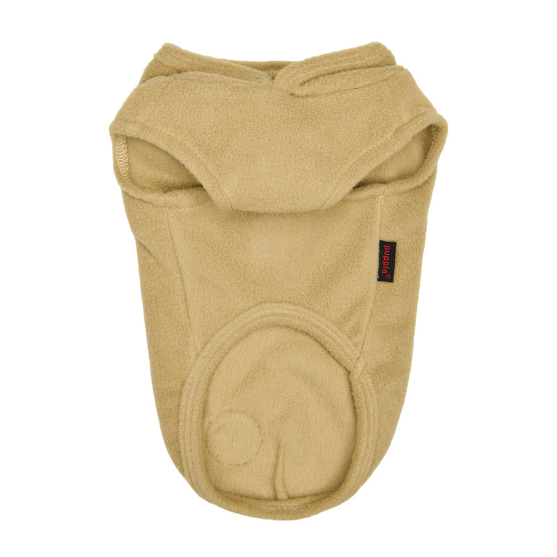 Puppia Zuko Warm Winter Hooded Polar Fleece Shirts with Integrated Harness for Small and Medium Dogs, Beige, Medium - PawsPlanet Australia