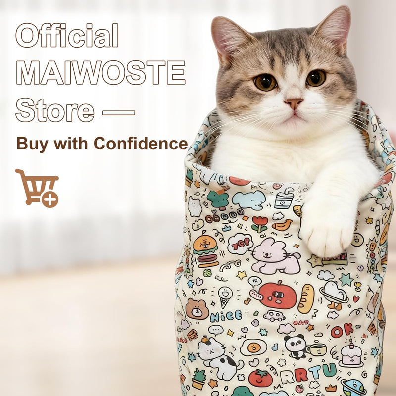 27.6" Large Cat Grooming Wrap – Anti-Escape Cat Wrap for Cutting Nails, Brushing & Medication – Soft, Comfortable, Reusable, Self-Adhering, Holds Cats Up to 15lbs (Elephant Cat) Elephant CAT L - PawsPlanet Australia