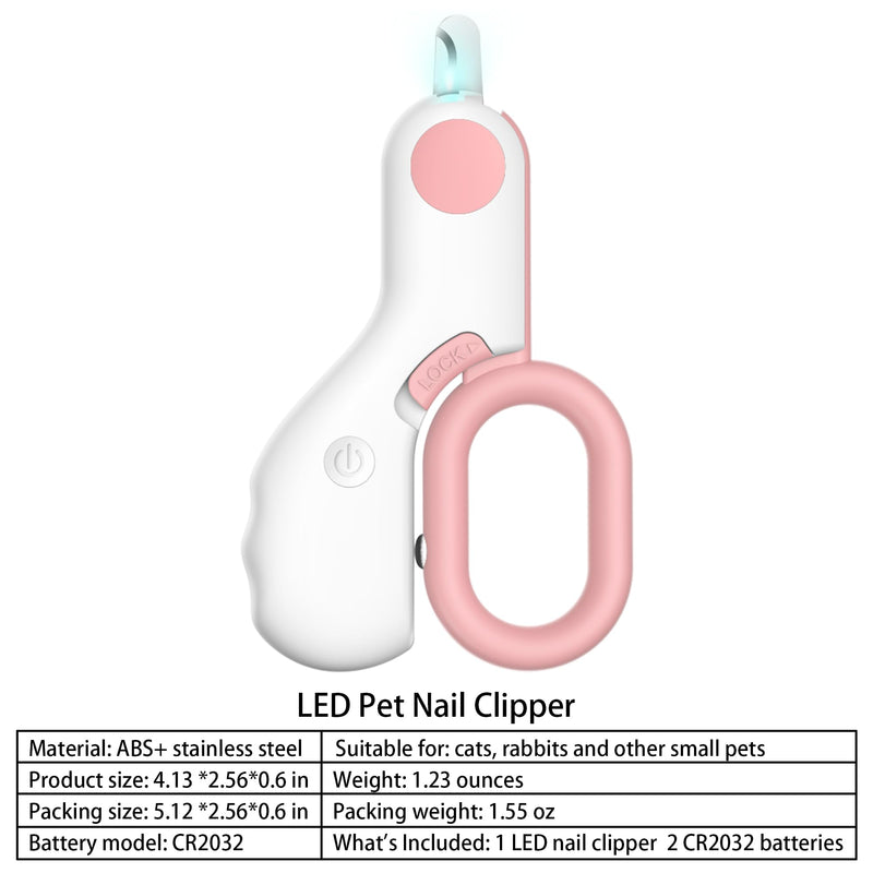 Pet nail clippers with LED Lights cat nail clippers for indoor cats nail trimmer clippers for small dog nail trimmers Cats rabbits nail clippers Bird Kittens (Pink) Pink - PawsPlanet Australia