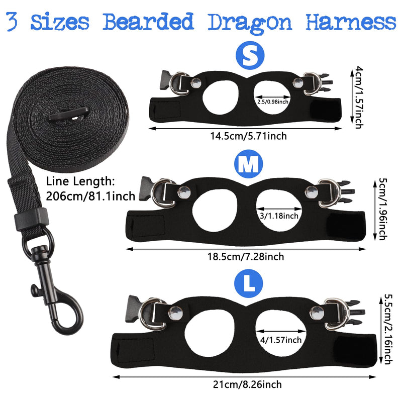 3 Pack Bearded Dragon Harness and Leash, Adjustable Bearded Dragon Leash and Harness Set with Traction Rope Bearded Dragons Clothes for Lizards and Other Small Reptiles (3 Sizes) - PawsPlanet Australia