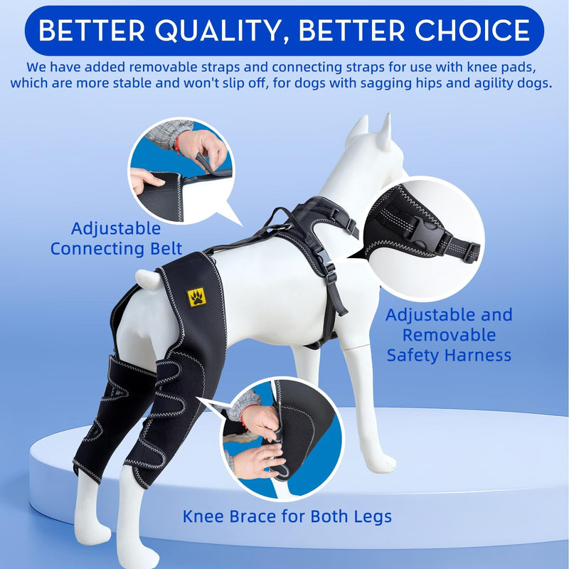 Dog Knee Brace for Cruciate ligament, Dog back Hind Leg Support Protector for Torn ACL Injuries，Recovery Aid, Warm Joint & Relief Pain, Premium Diving Cloth (Black, L) Black
