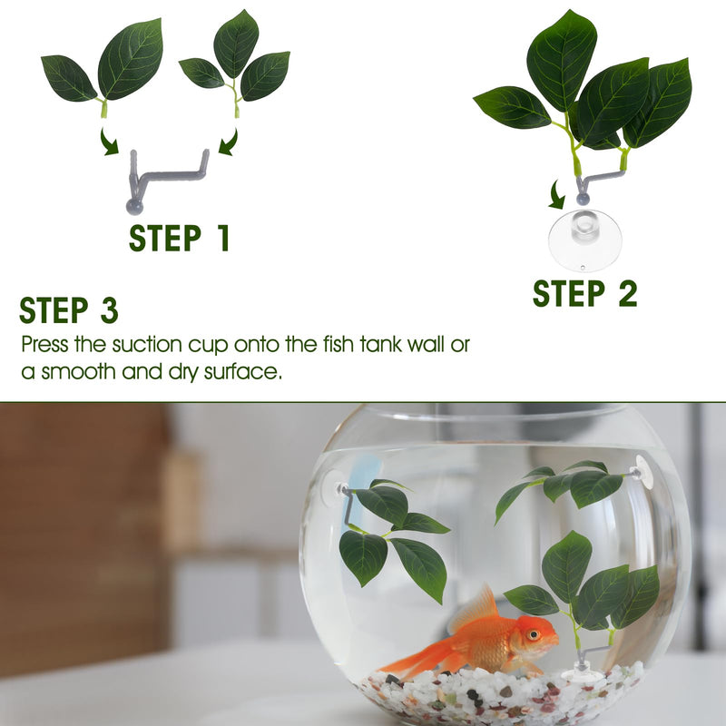 3pcs Fish Tank Decor, Betta Leaf Aquarium Décor Accessories Simulating Natural Habitat for Betta Fish Playing, Spawning, Breeding, Resting Bed with Plastic Suction Cup, Fish Tank Aquarium Accessories - PawsPlanet Australia